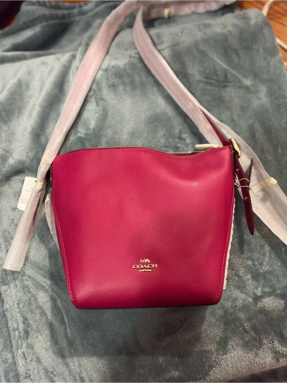 NWT/Coach Pebbled Leather Crossbody in Fuchsia